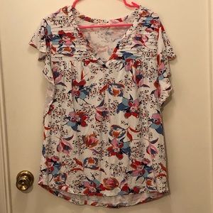 Meadow Rue Anthropologie Floral Ruffle Blouse